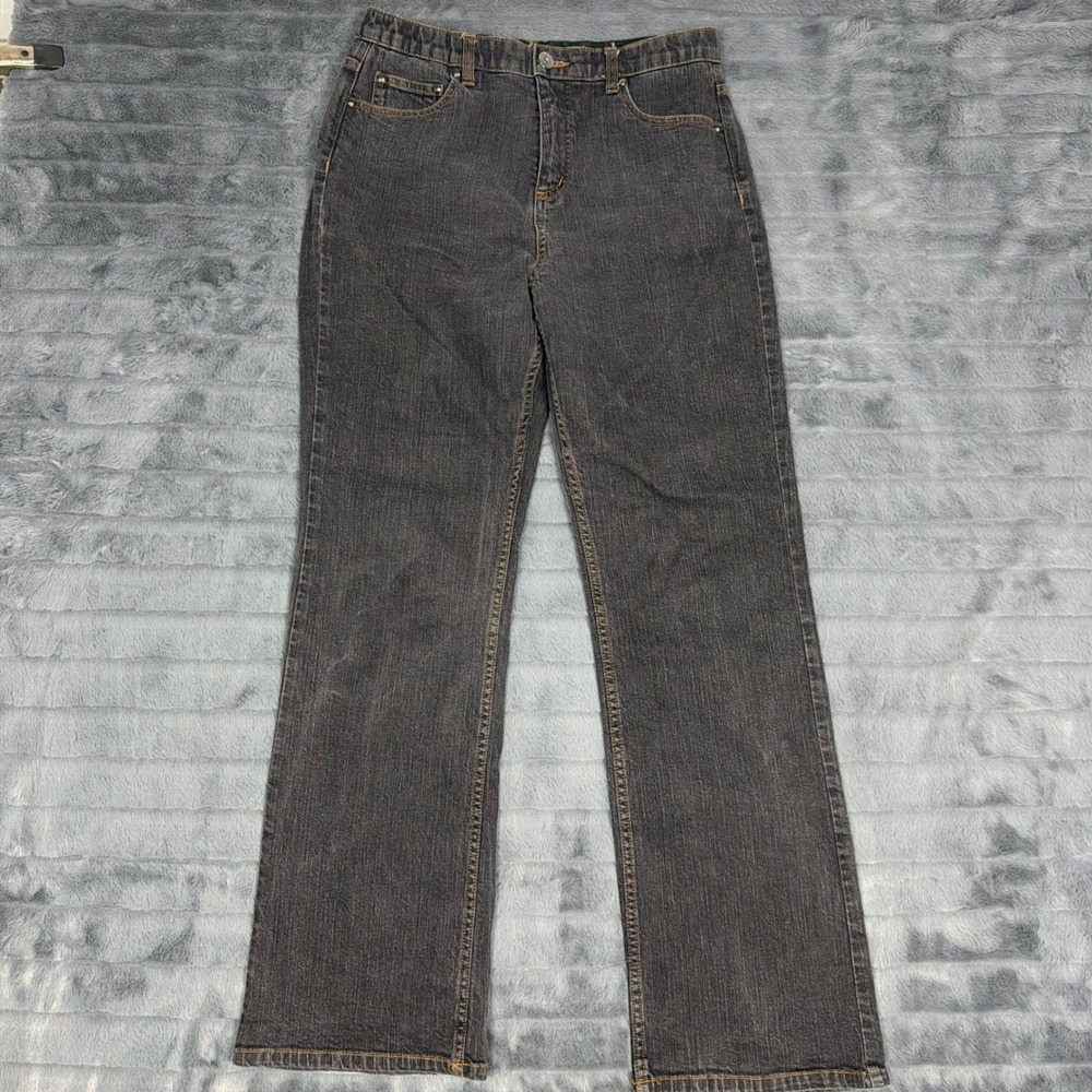 Denim & Co Womens High Rise Straight Leg Jeans Black Wash Tummy Control Size 12